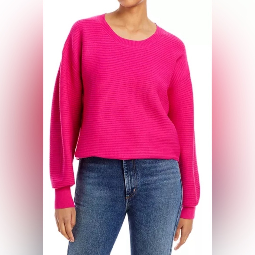 Good American Rib Knit Sweater Fuchsia long sleeve size small